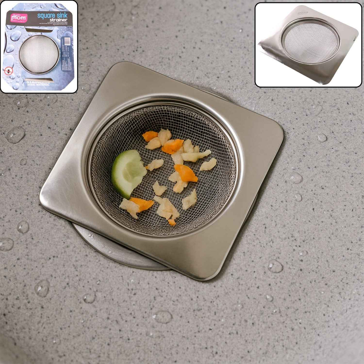 Stainless Steel Sink Strainer – Rustproof Square Filter