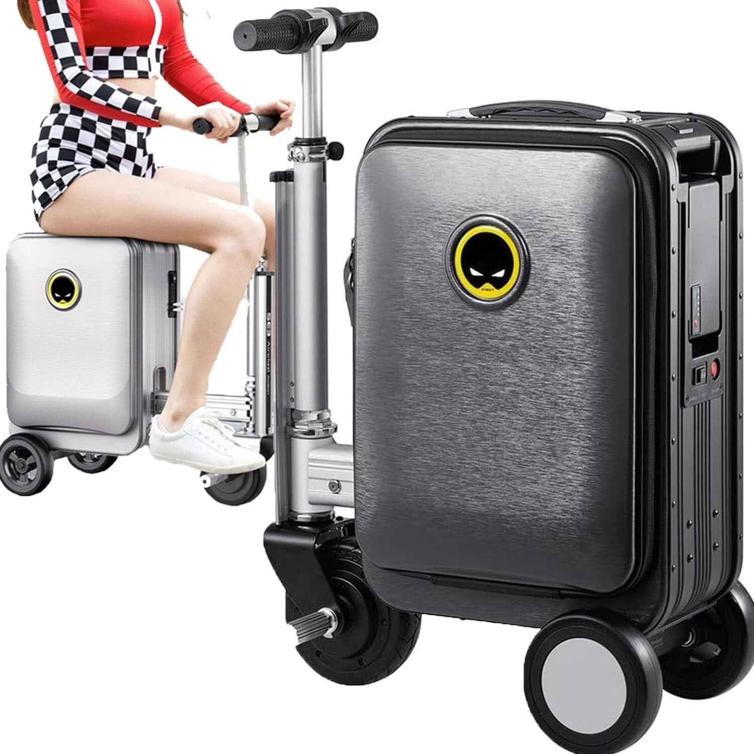 Close-up of the removable battery feature on the  smart travel bag, highlighting convenience.