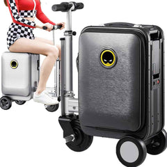 Close-up of the removable battery feature on the  smart travel bag, highlighting convenience.