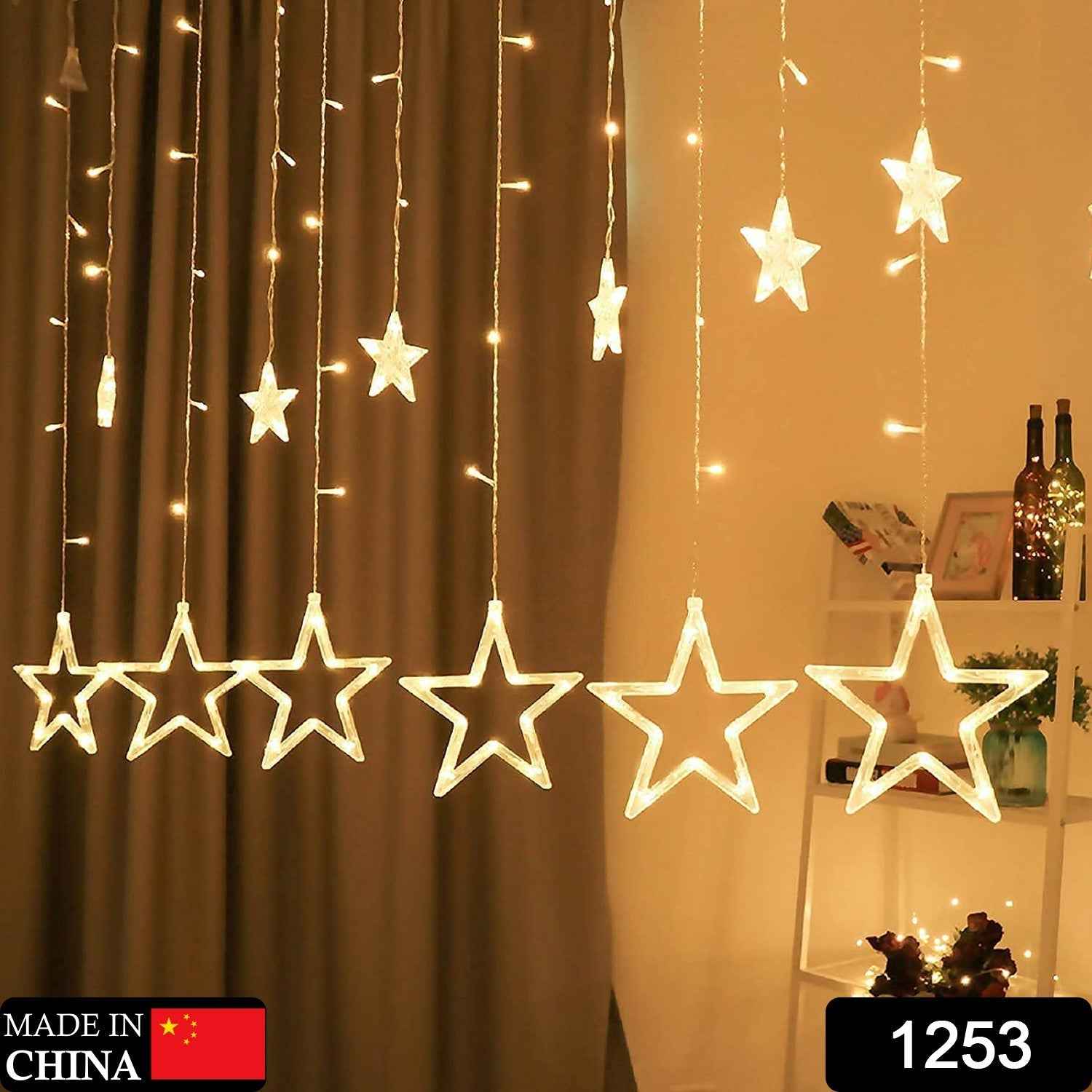 Star Curtain Lights – 12 LED Stars, 8 Flashing Modes | Indo Glow