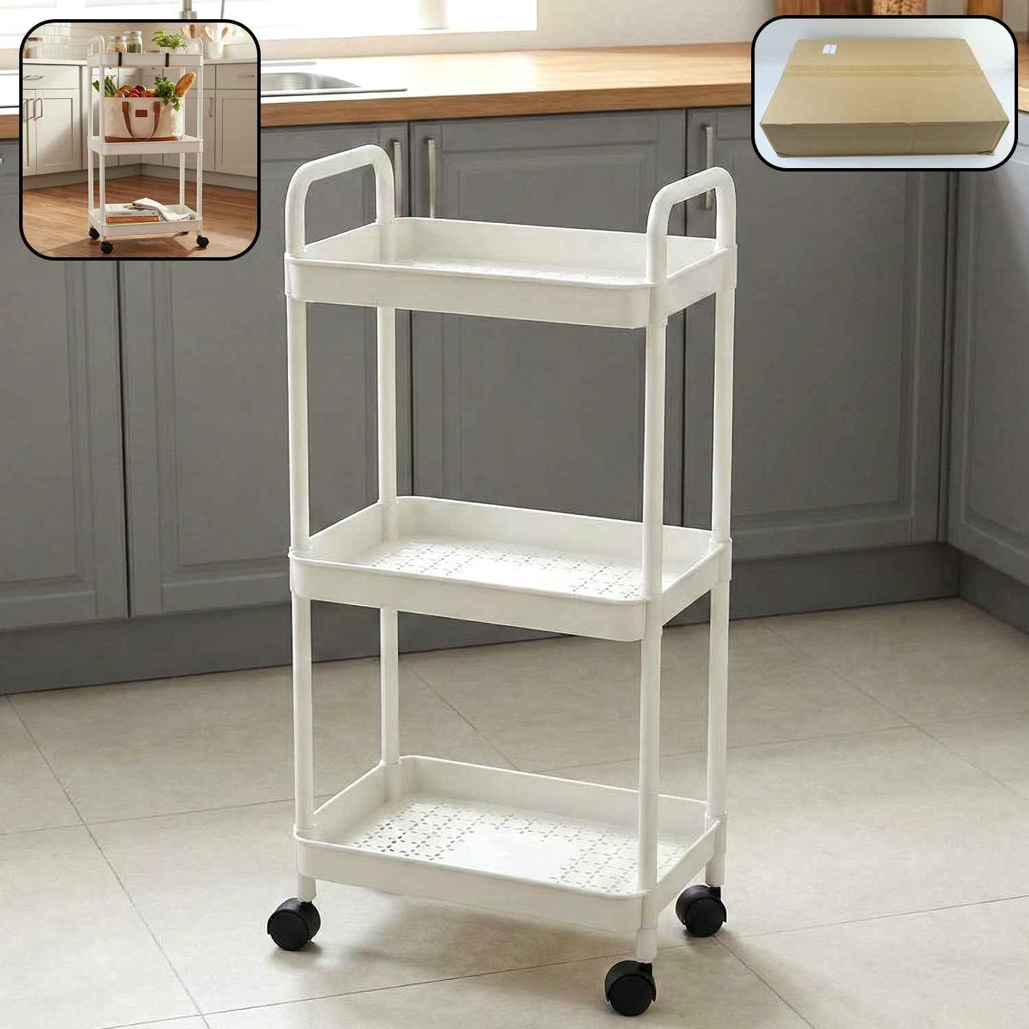 3 Layer Rolling Storage Trolley – Space-Saving Multipurpose Organizer