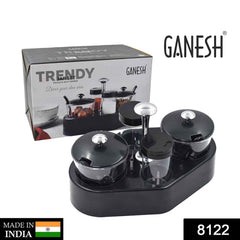 Spice Condiment Set with Transparent Jars & Removable Cups | Ganesh