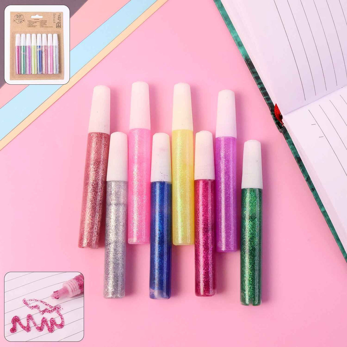Multi-Color Glitter Craft Glue Pen Set – 8 Vibrant 10 ml Tubes