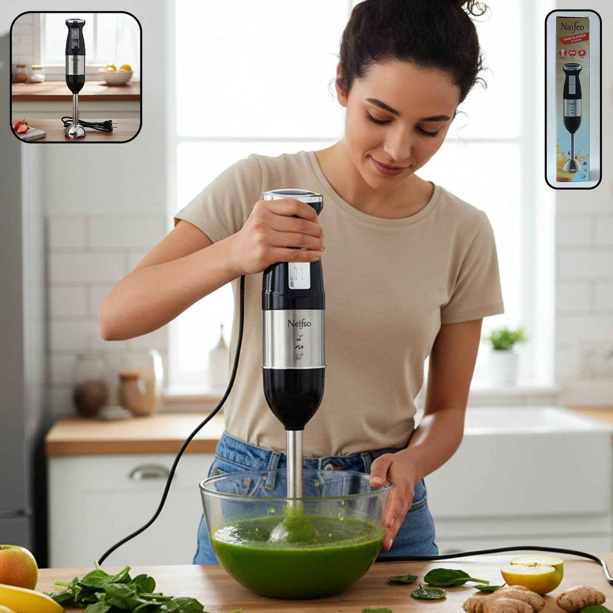 Handheld Stainless Steel Emulsion Blender – Powerful 300W Motor