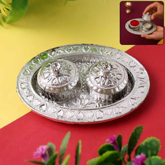 Oval Puja Thali with Kumkum Holders Ð Traditional & Durable Design