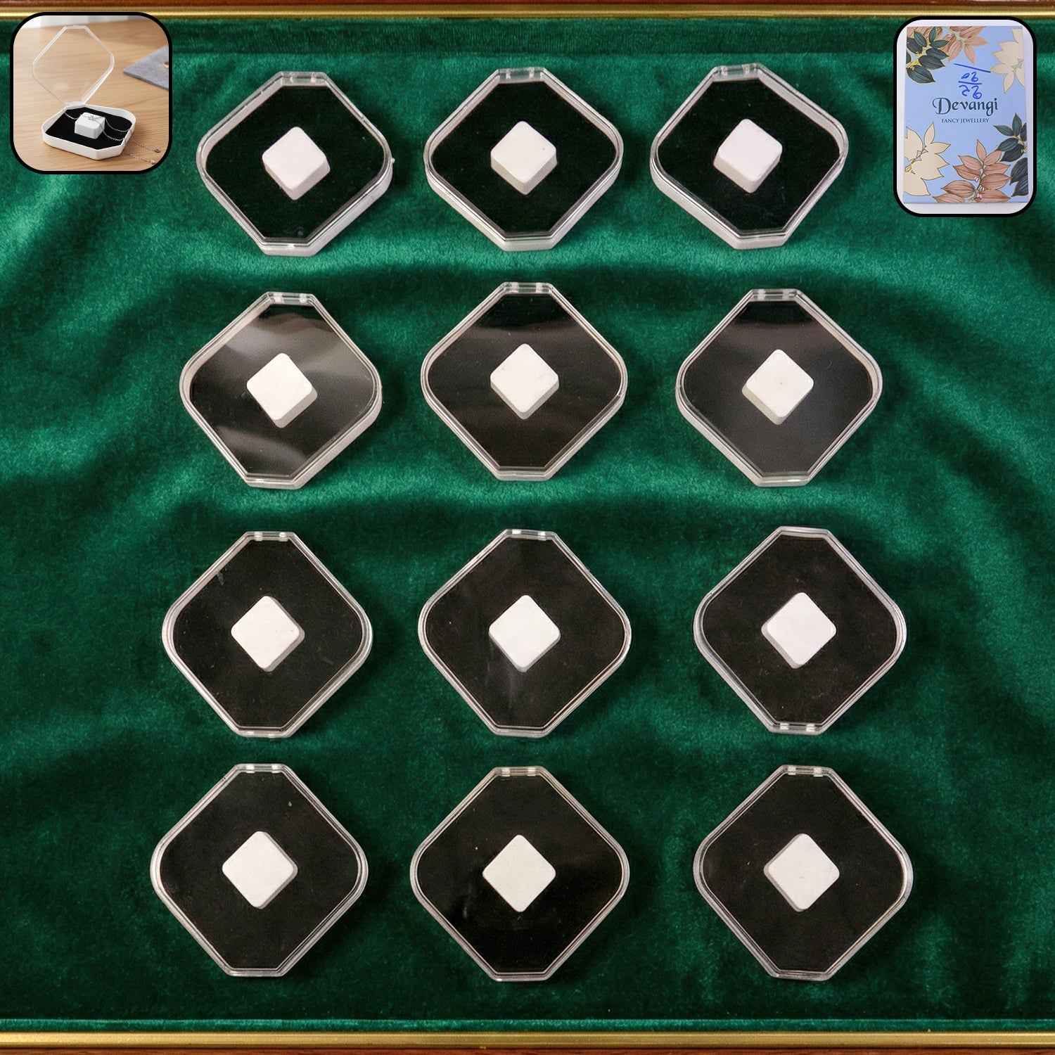 Jewellery Storage Box Set – 12 Pc Soft Cushion Display