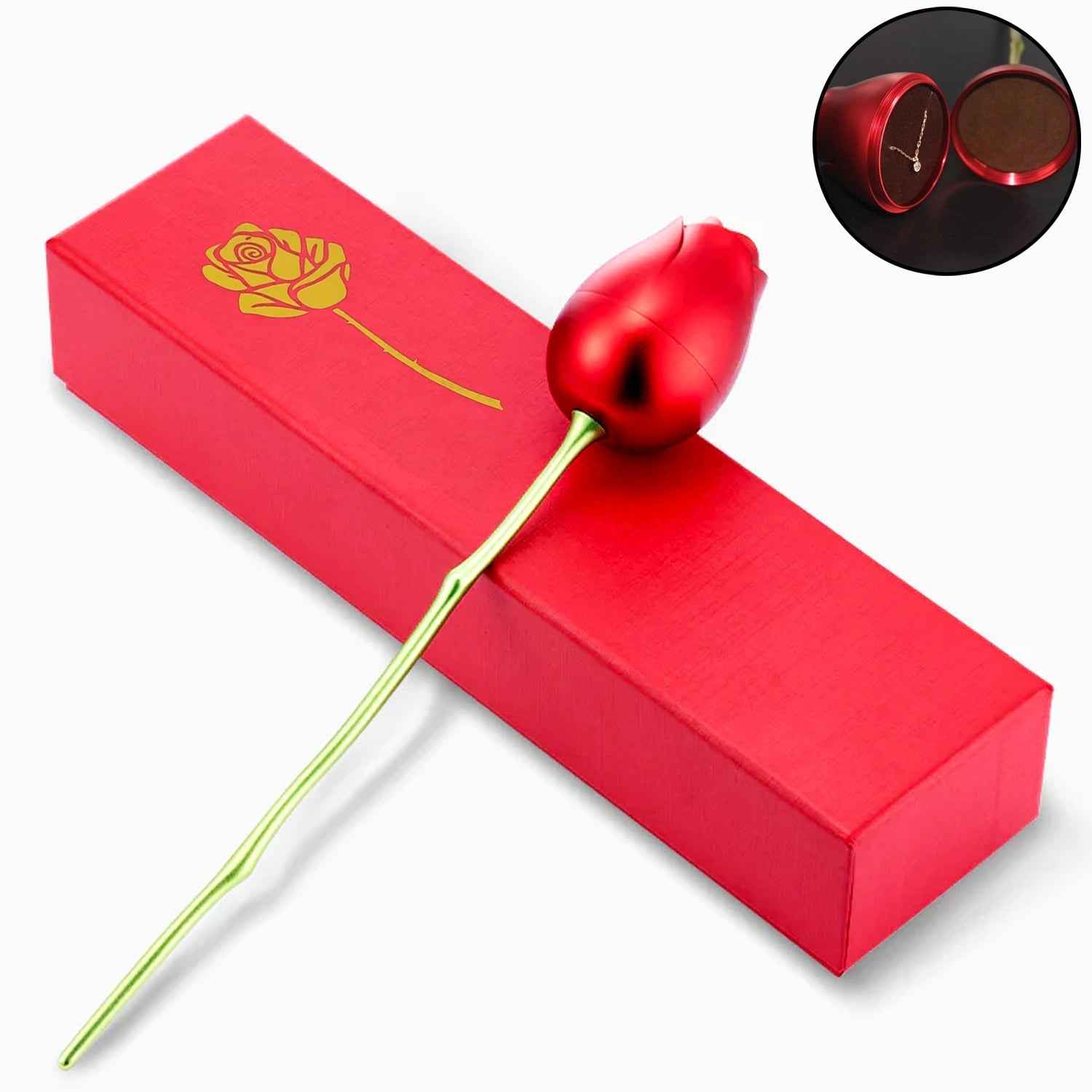 Red Rose Jewelry Box – Romantic Metal Gift | Glimmerly