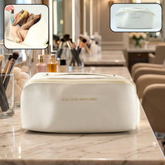 Waterproof travel makeup organizer pouch with zippered opening