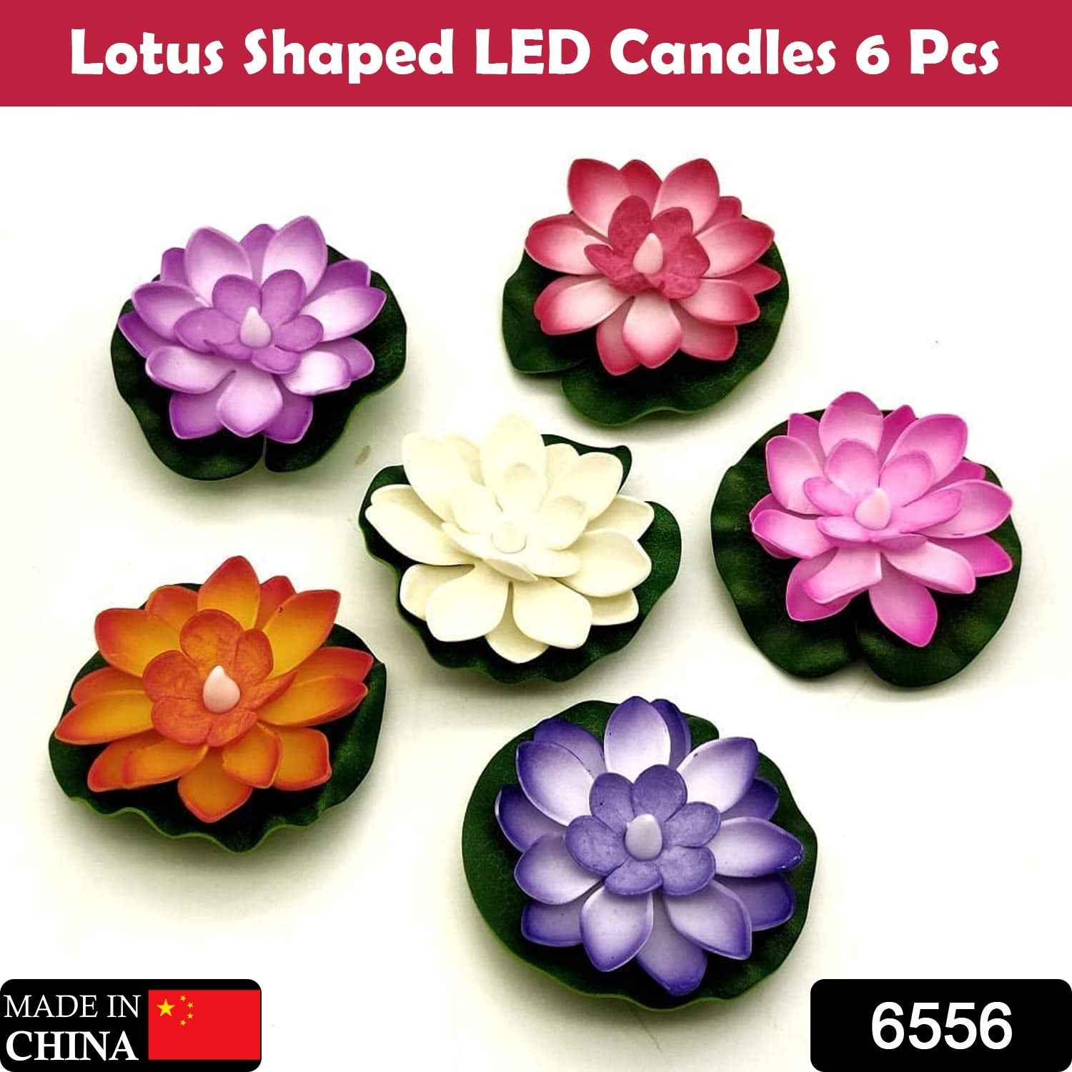 Floating Lotus LED Candles – Smokeless & Waterproof (Pack of 6) | Indo Glow
