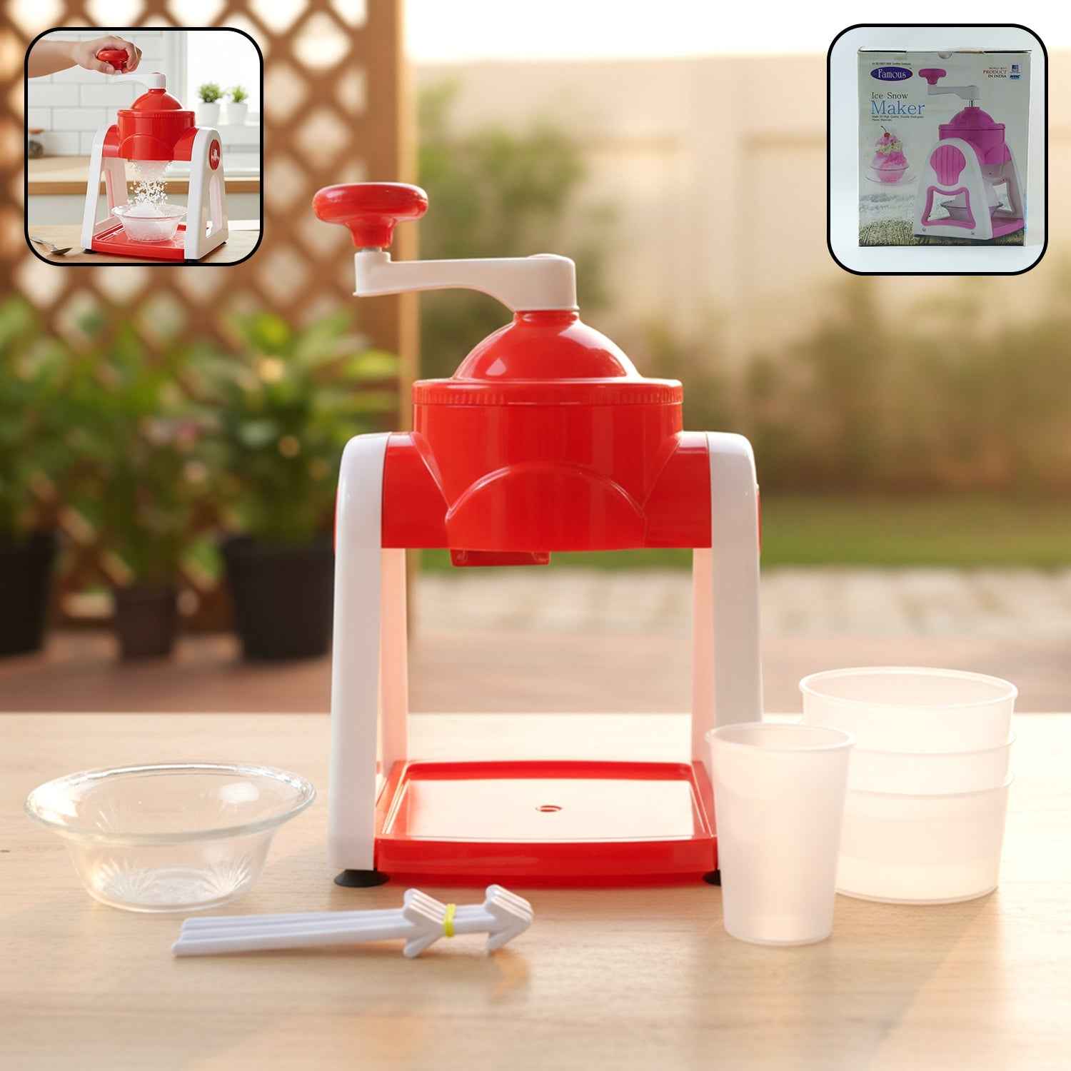 Manual Gola Maker – Portable Red Ice Slush Machine for Refreshing Treats