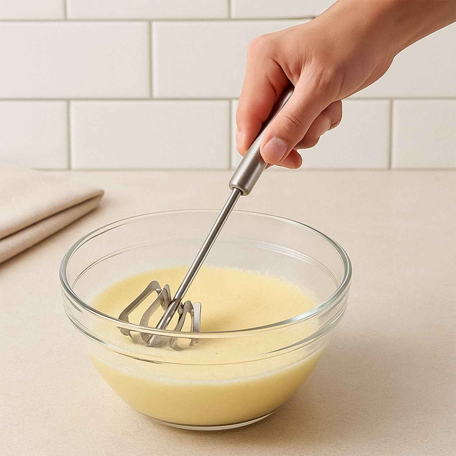 Stainless Steel Hand Blender – Manual Whisk & Frother | Quickslice