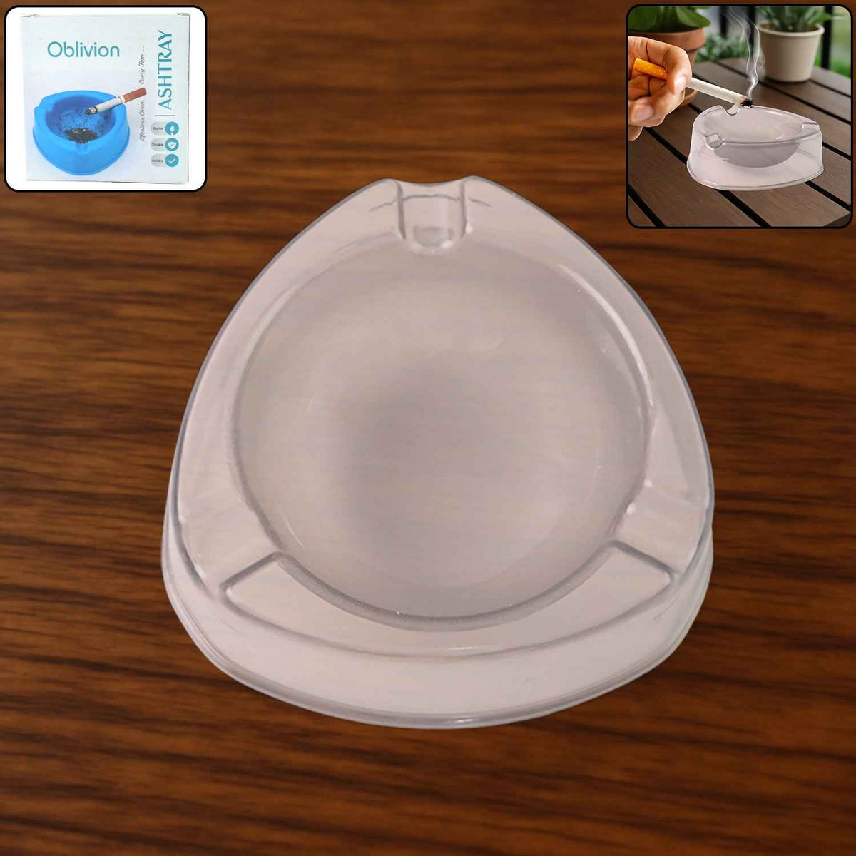 Transparent White Ashtray – Modern Triangular Cigarette Holder