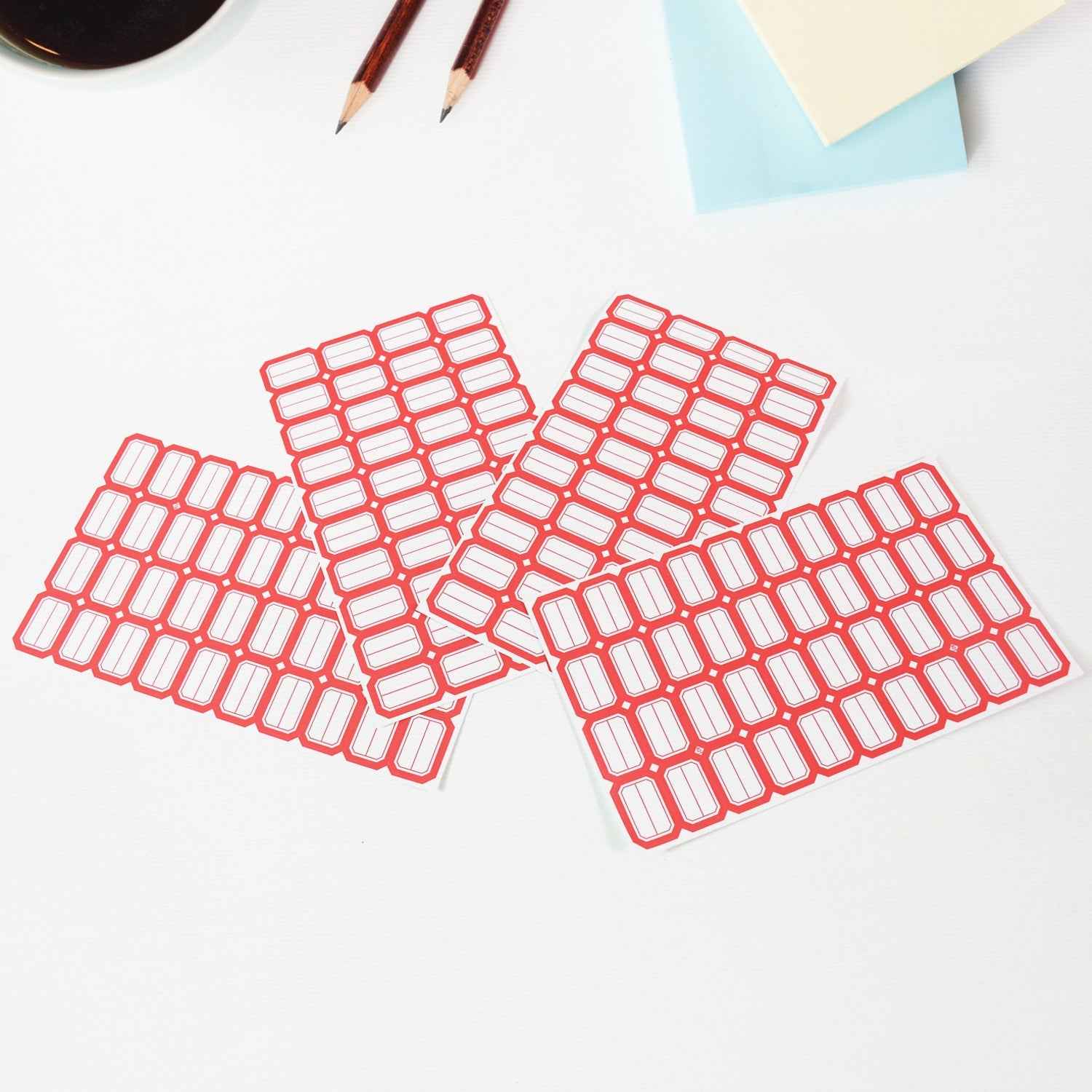 Red Border Label Stickers – Writable, Self-Adhesive 50 Sheets