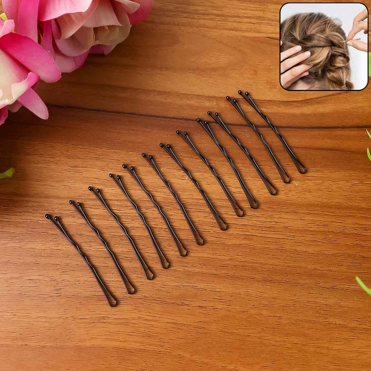 Hair Bobby Pins – Strong Grip Non-Slip Metal Clips, 12 Pcs