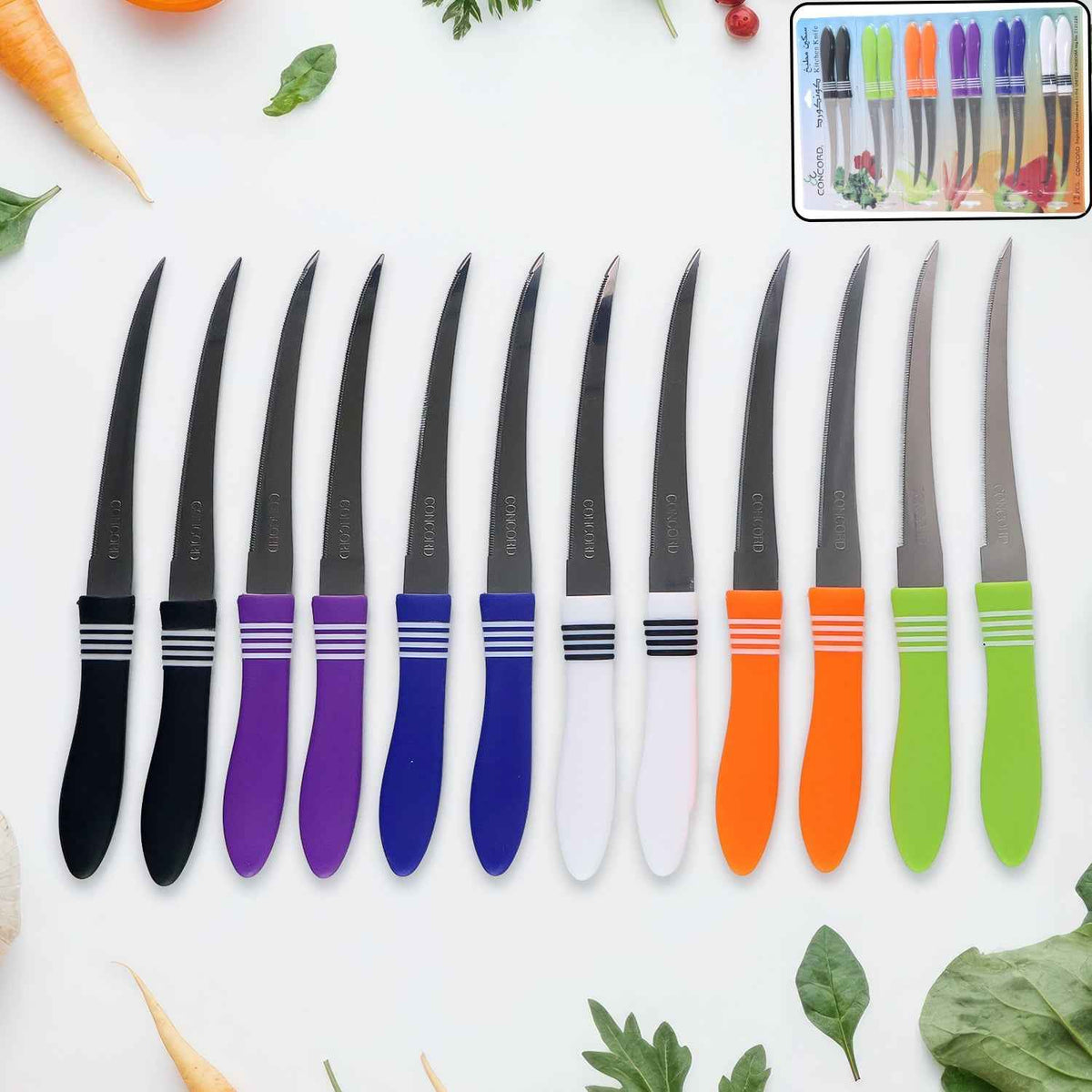 Stainless Steel Serrated Knife Set – 12-Piece Multipurpose Kitchen Cutlery
