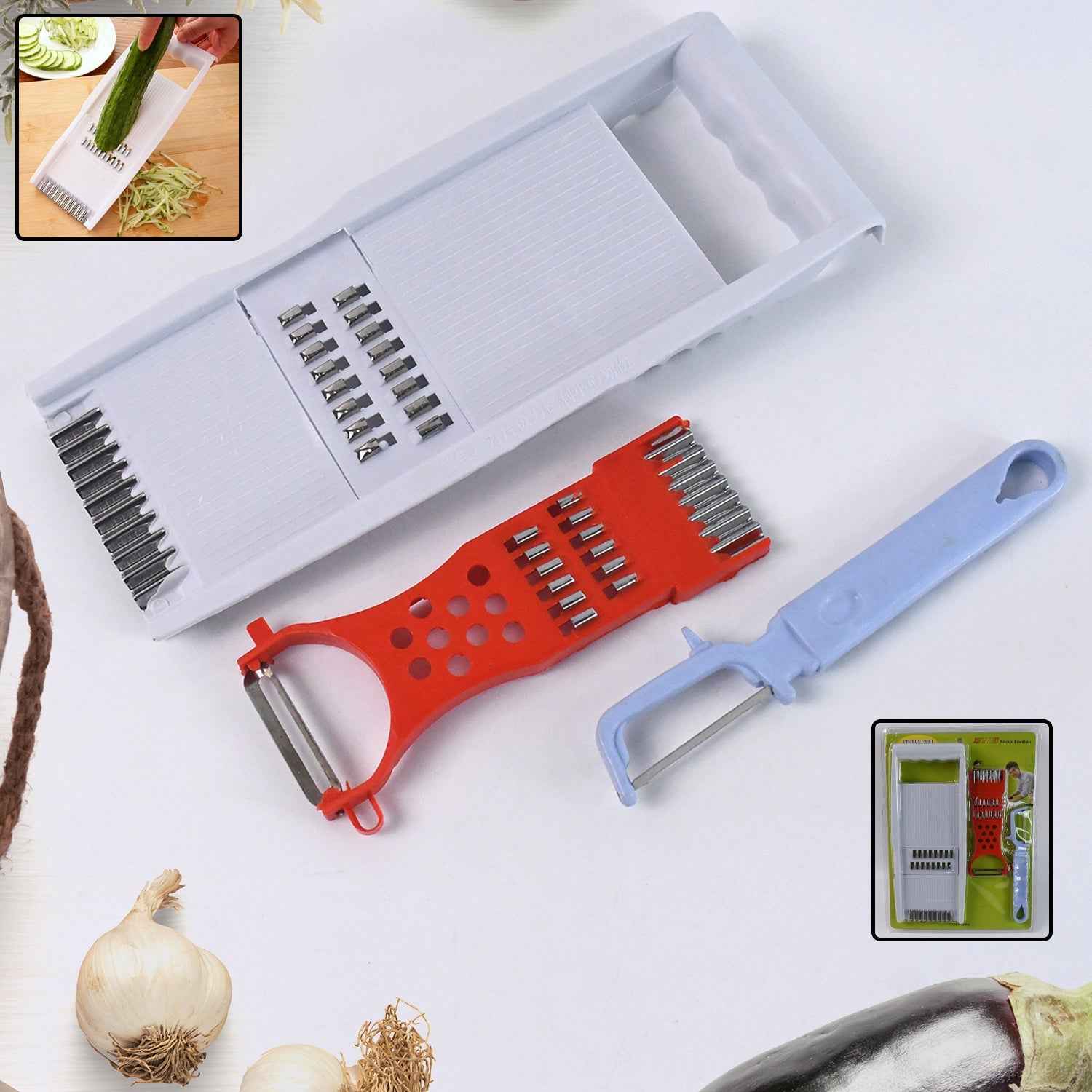 Kitchen Grater Set – 3-Piece Grater, Slicer & Peeler Kit