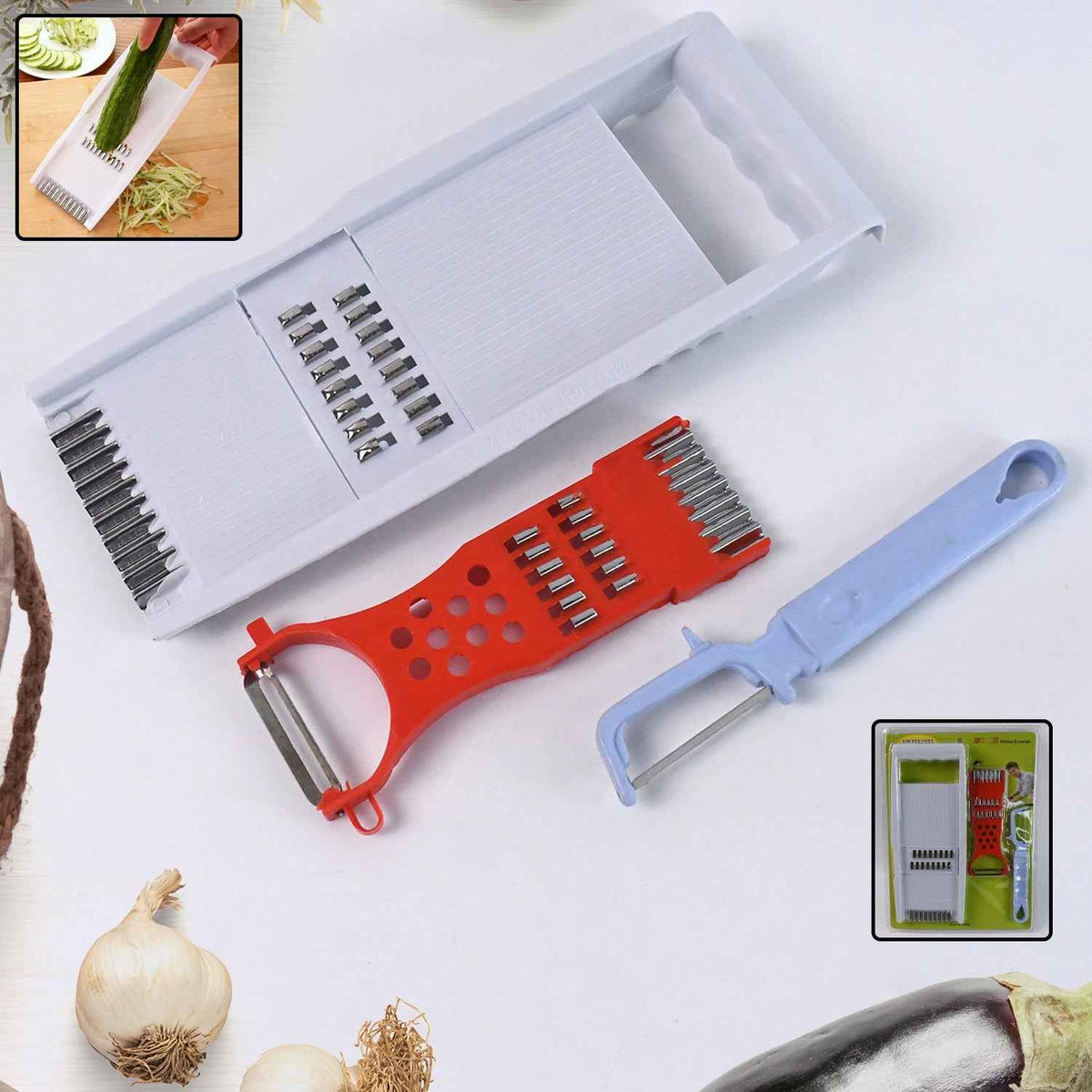 Kitchen Grater Set – 3-Piece Grater, Slicer & Peeler Kit