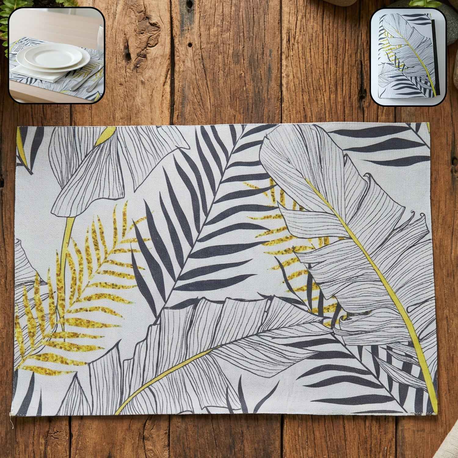 Reversible Dining Table Placemat – Elegant Leaf Design