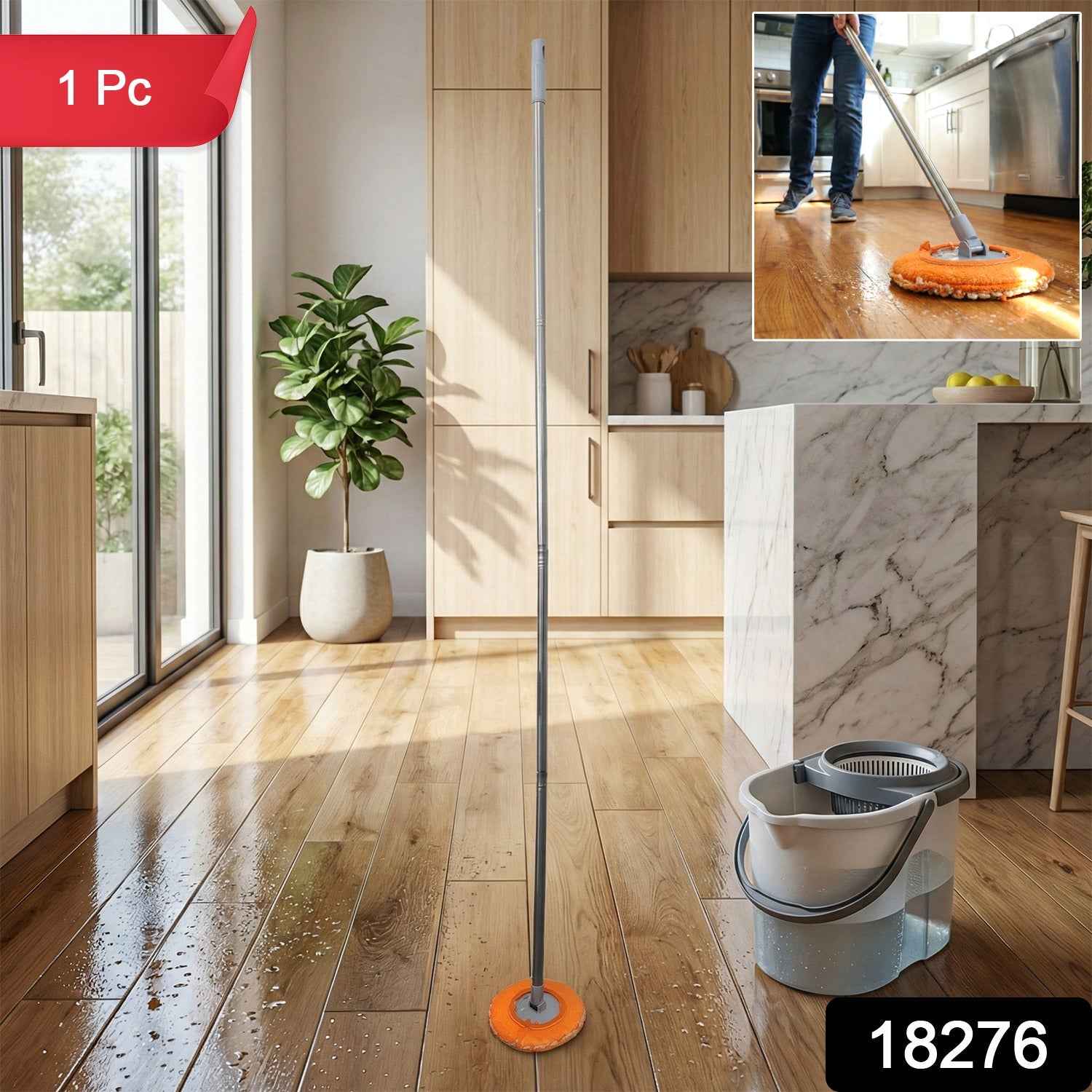 Spin Mop with Microfiber Head – Easy & Efficient Floor Cleaning