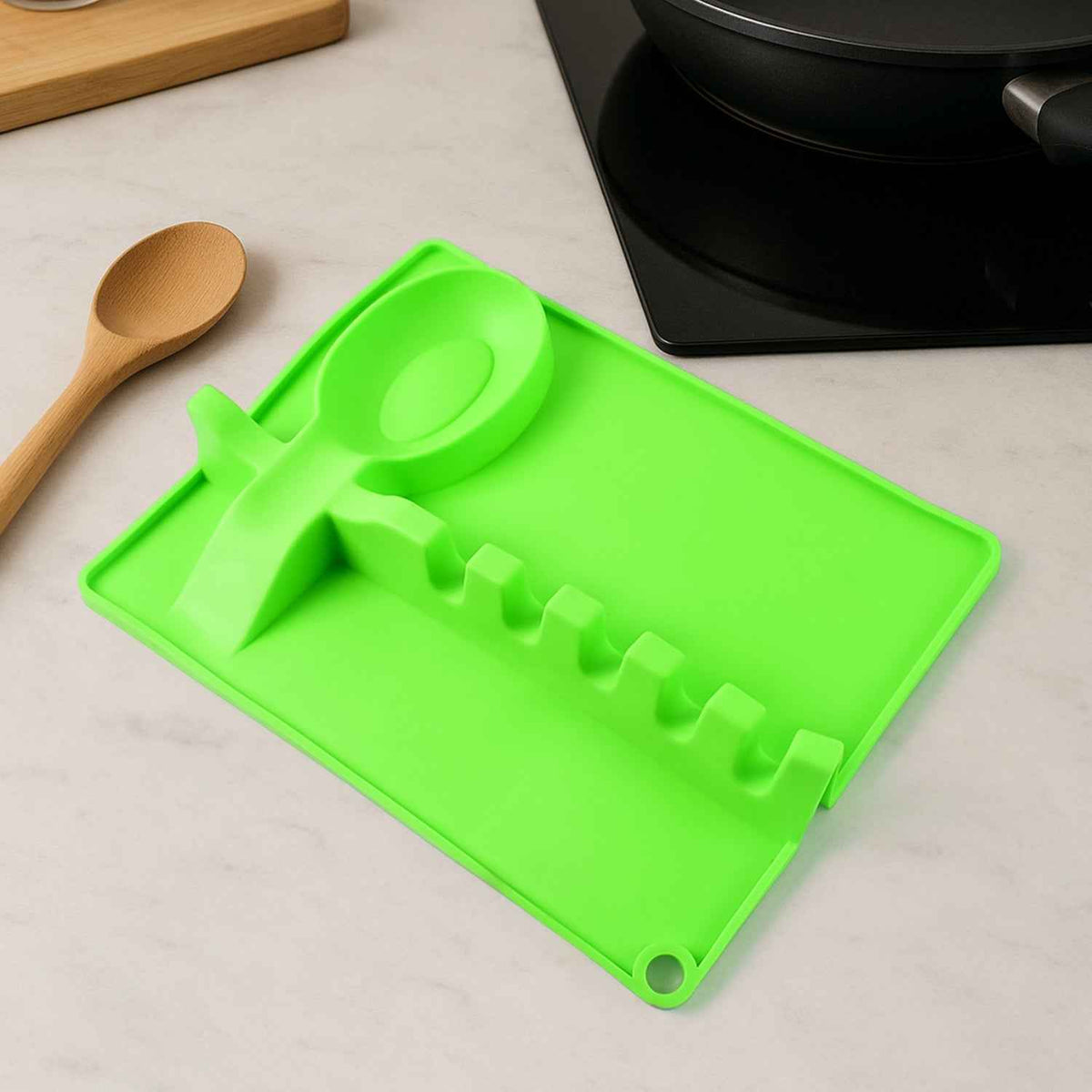 Silicone Spoon Rest – 4-Slot Utensil Holder & Spatula Rack | Quickslice