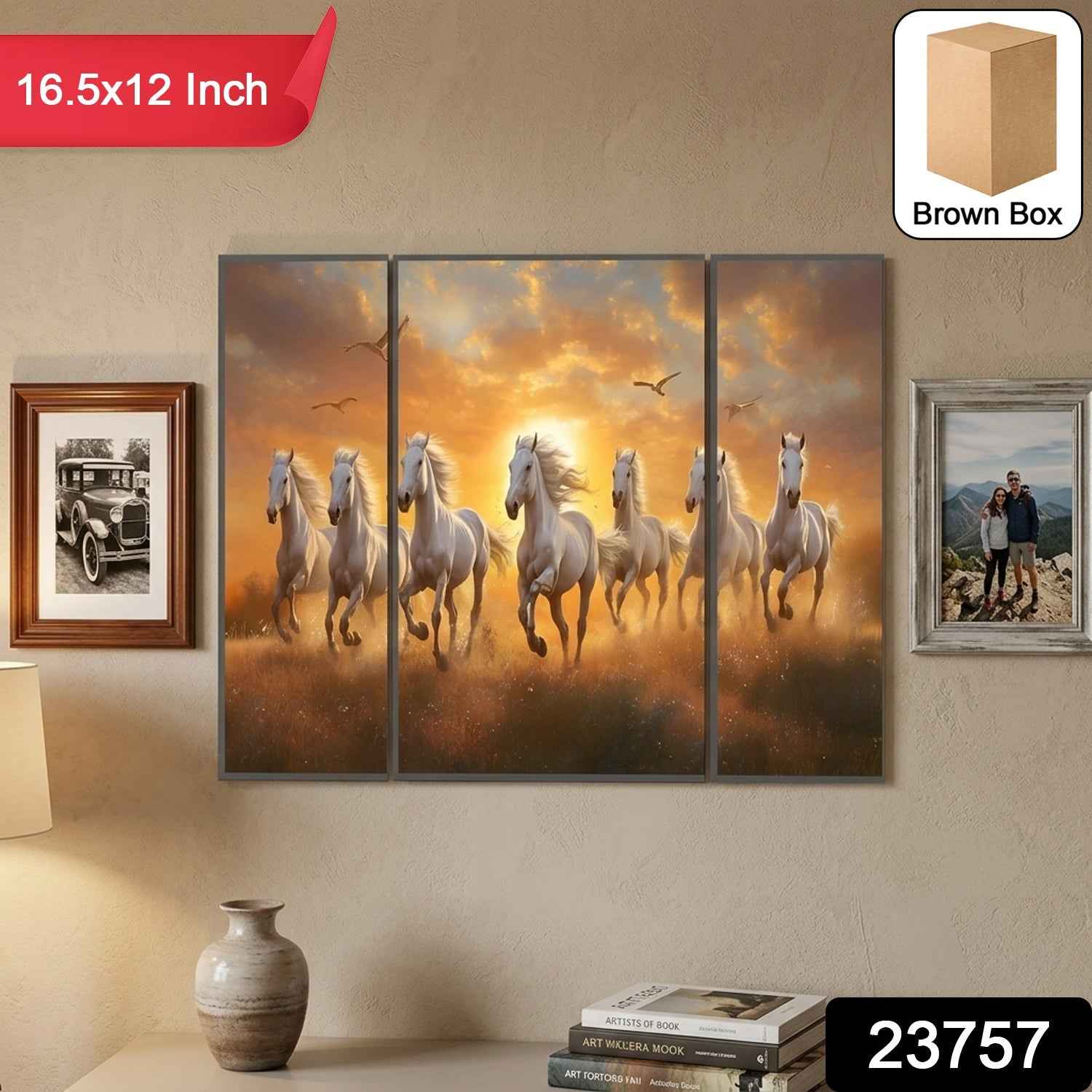 Horses Sunset Wall Art Ð Vibrant 3-Panel MDF Canvas for Home Decor
