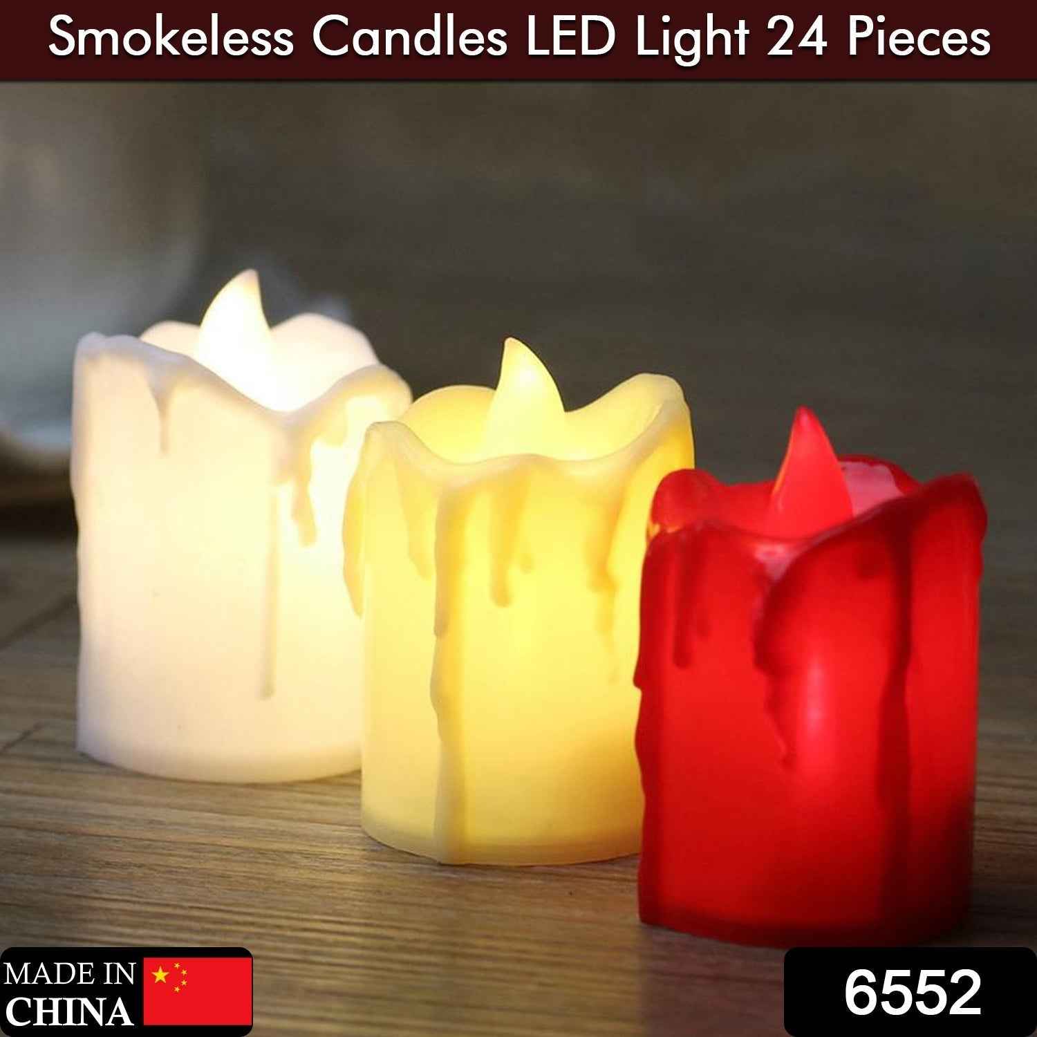 Flameless LED Candles – 24pc Multicolor Melted Design | Fresova