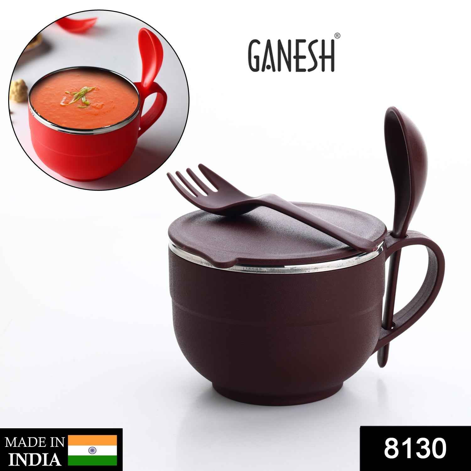 Stainless Steel Noodle Bowl – Insulated & Portable | Ganesh
