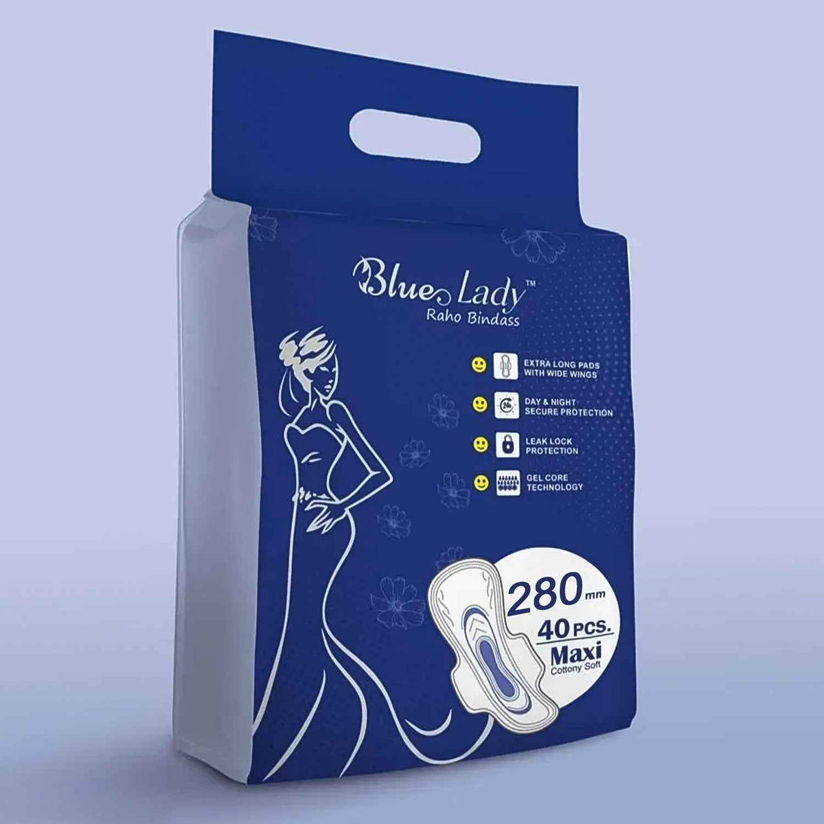 280mm Sanitary Pads – Extra Long, 40-Pack | Beautiful Basics