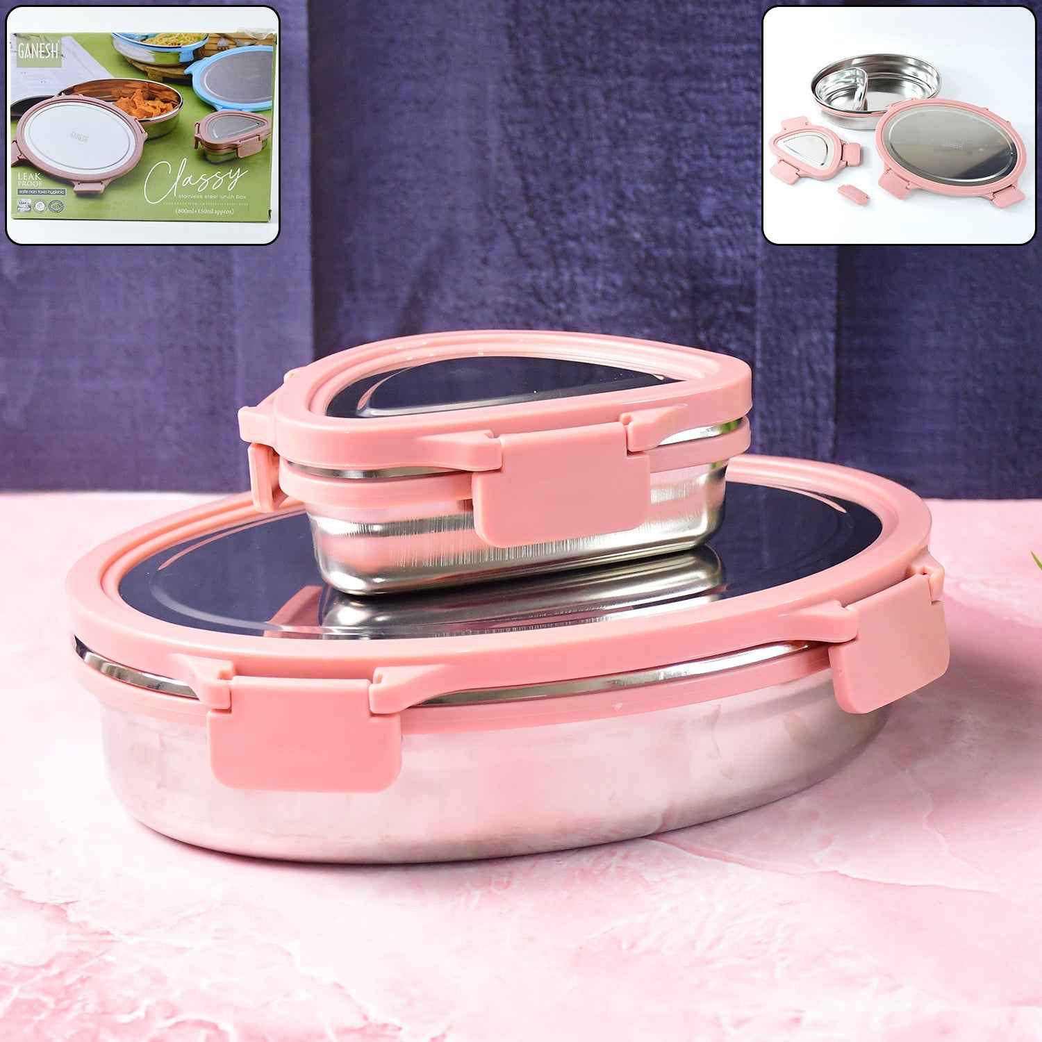 Stainless Steel Lunch Box Set – Leakproof & Durable 2-Piece