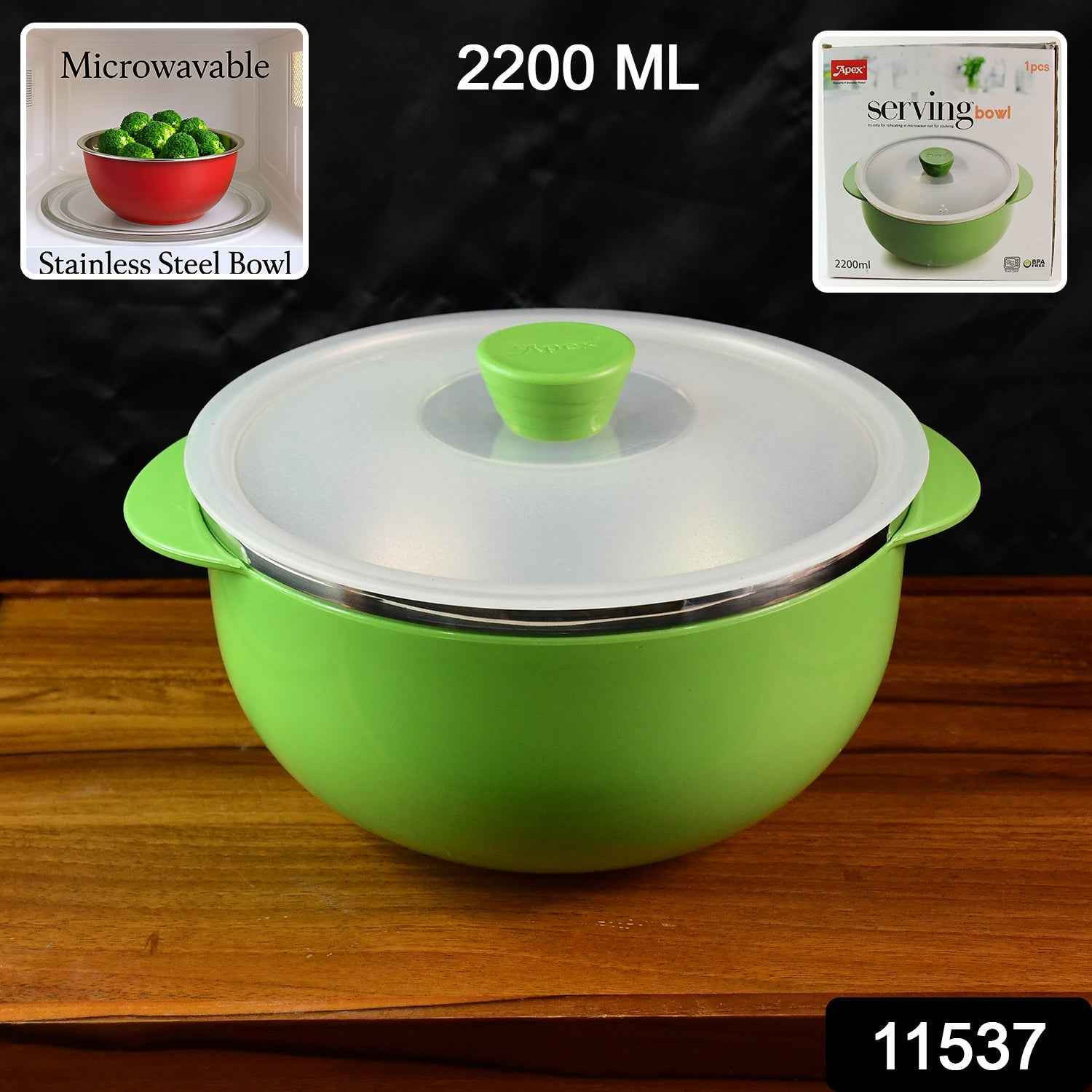 2200ml Microwave-Safe Plastic Serving Bowl – Durable & BPA-Free