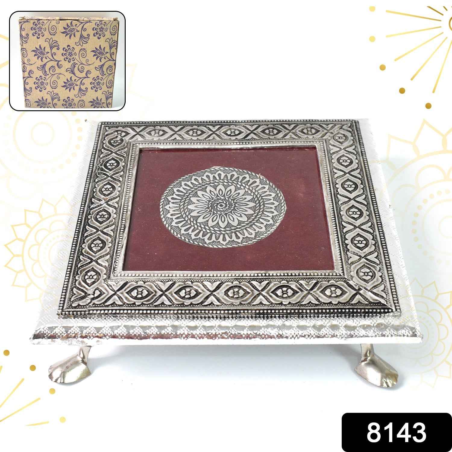 Pooja Chowki – Silver Square Bajot for Home Temple | Styleva