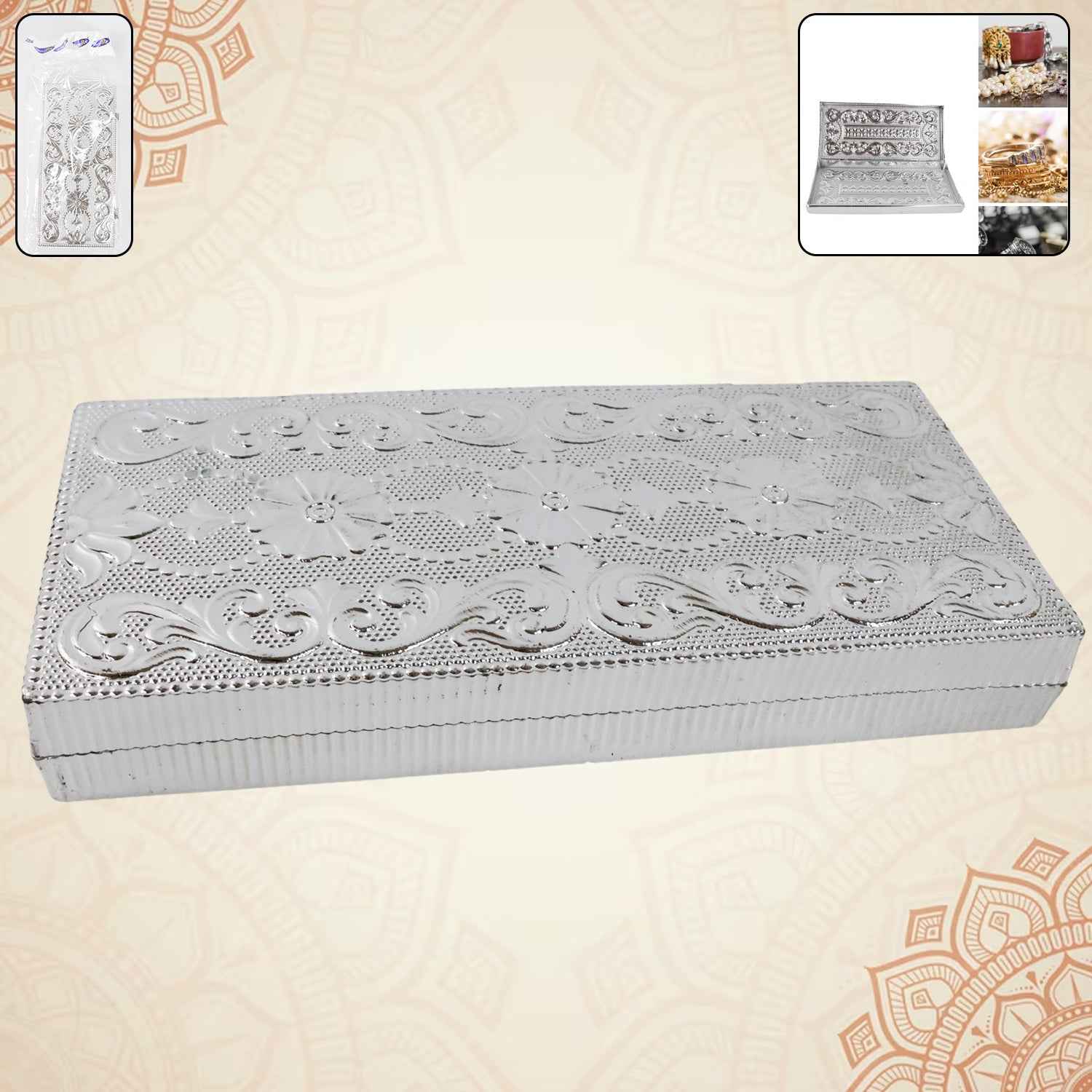 Decorative Multipurpose Silver Cash Box – Stylish 20x9cm Gift Case