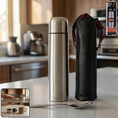 Stainless Steel Vacuum Flask Ð 1000ML with Carry Bag & Spoon