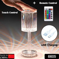 Crystal Table Lamp – Touch Control, USB Charging | Tidy Table