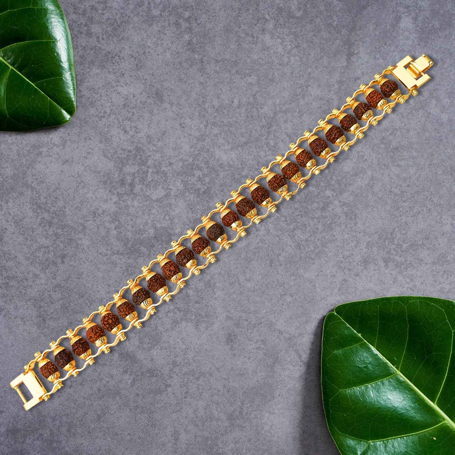 Rudraksha Bracelet – Golden Modern Design for Meditation | Bracelet Bar