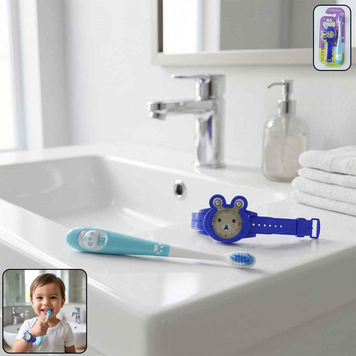Kids Toothbrush with Cartoon Watch Toy Ð Fun & Effective Oral Care