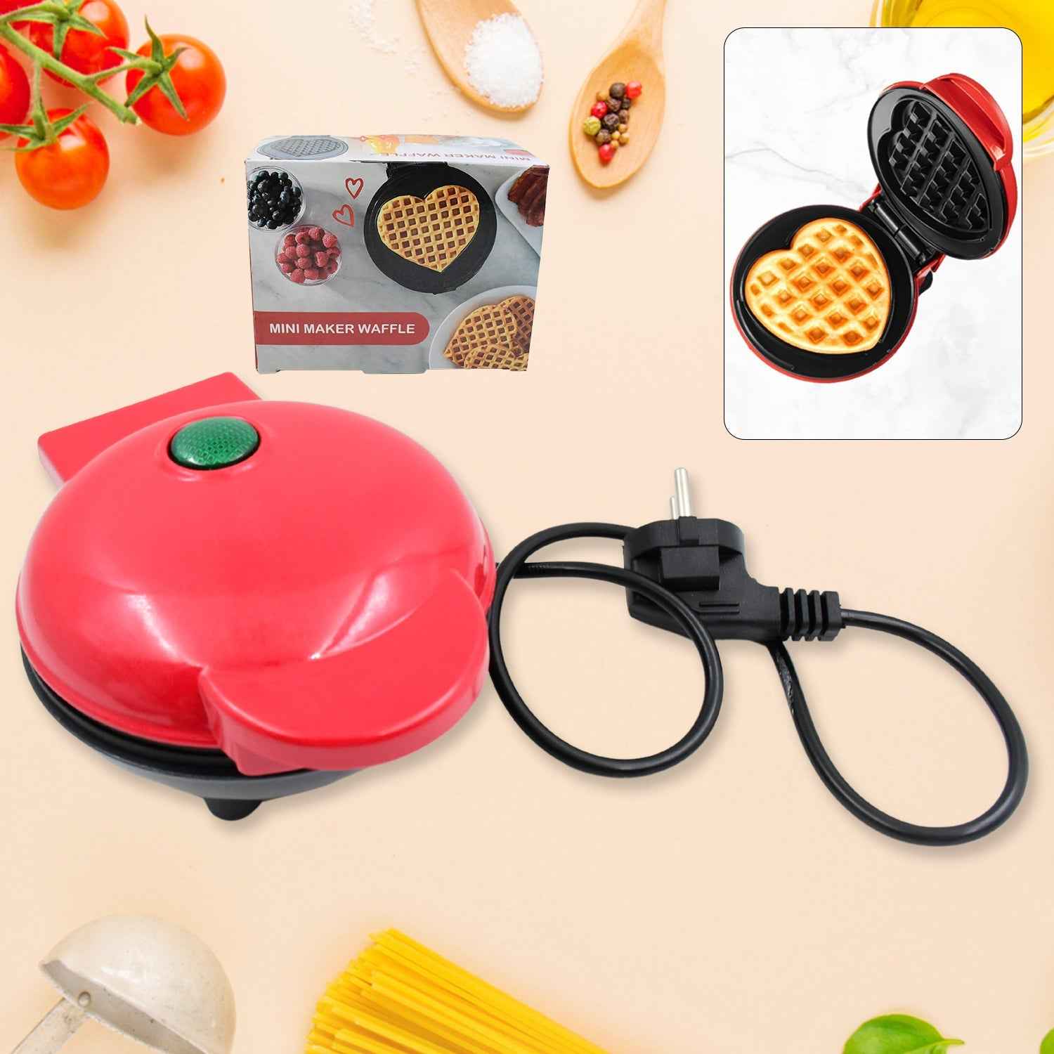 Packaging box of the ChefAura mini waffle maker machine