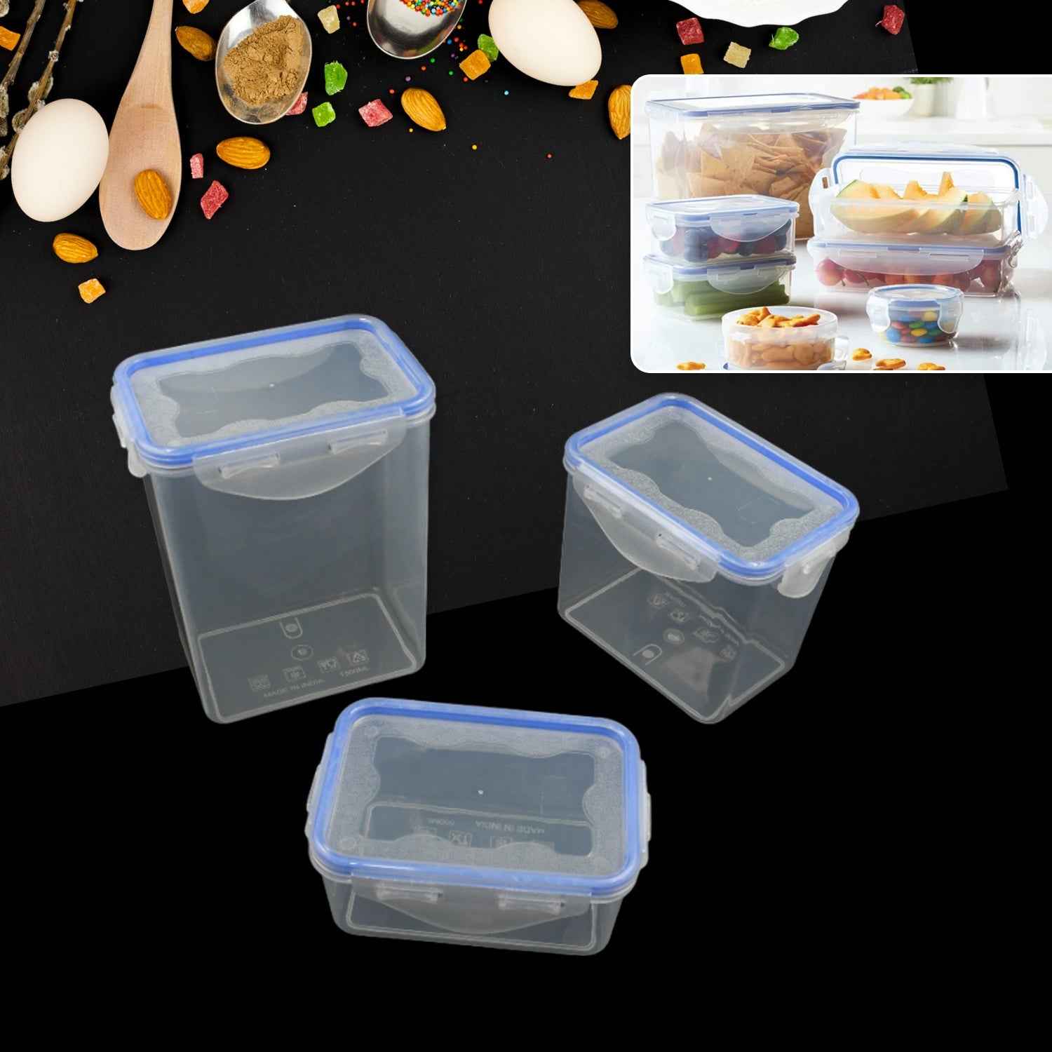 Airtight Kitchen Storage Container – 3 Pc Food Grade Set | Velvet Wheels