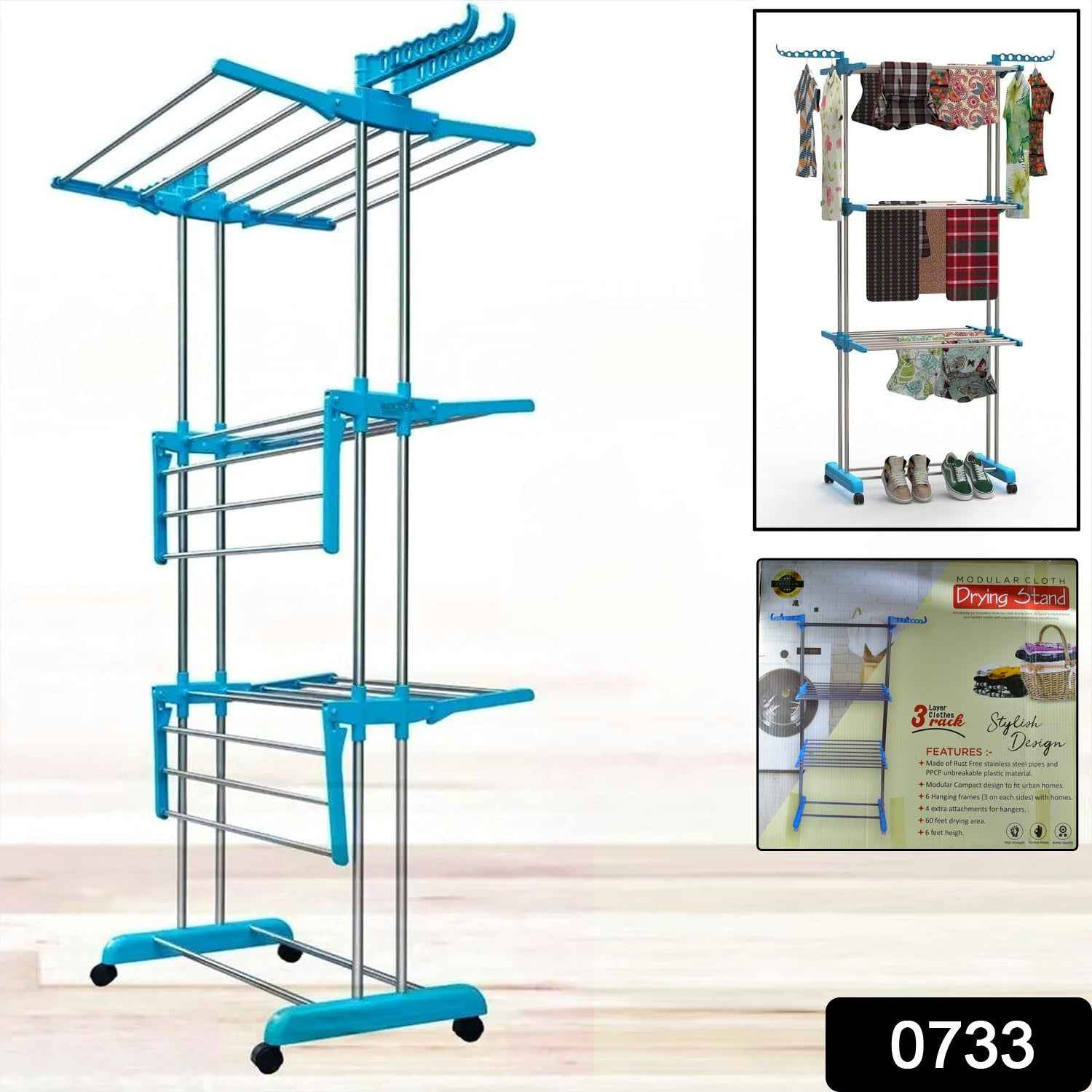 Clothes Drying Stand – Stainless Steel Foldable with Wheels | Storenzo