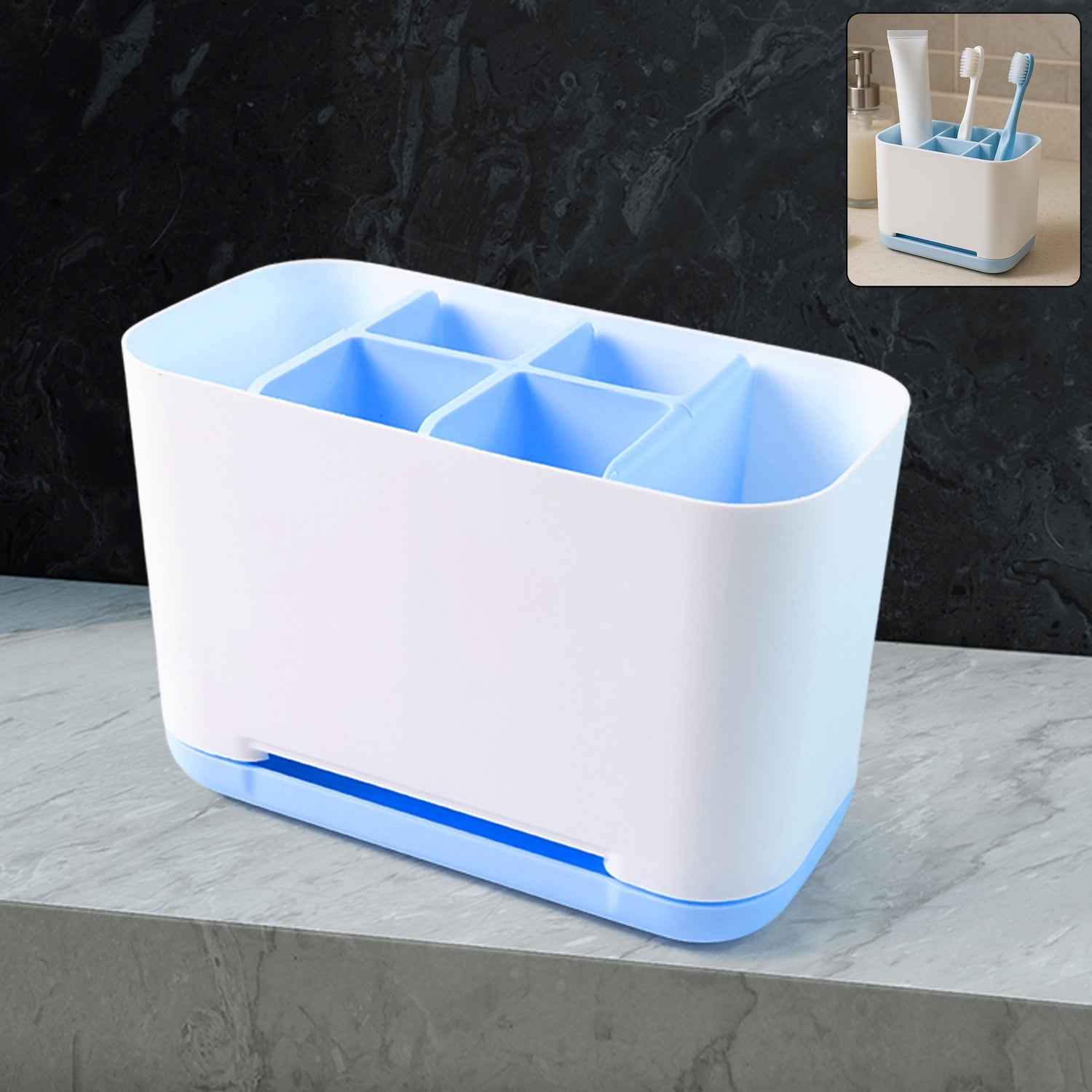 Toothbrush Holder Stand – 6-Compartment Plastic Caddy | BrushedUp