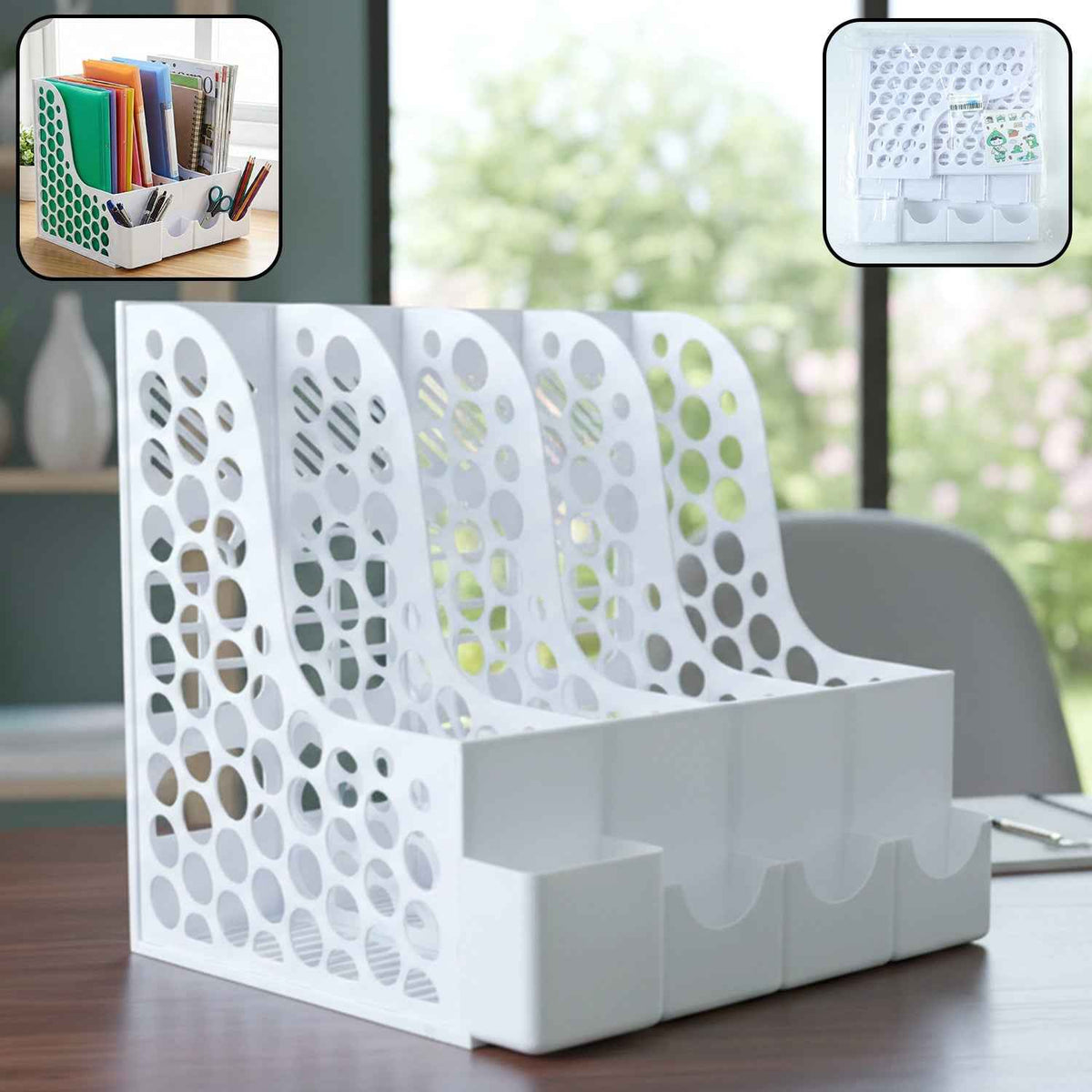 Desk Organizer File Holder – Vertical Multipurpose Workspace Storage