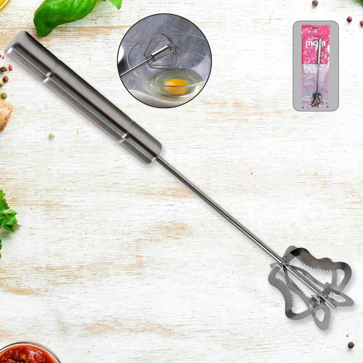 Stainless Steel Handy Churner – Manual Whisk for Lassi & Eggs