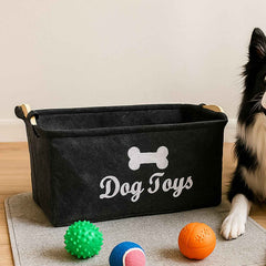 Pet Toy Storage Basket – Collapsible Felt Organizer for Dogs