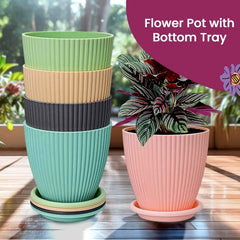 Plastic Flower Pot Set – 5 Durable Planters with Trays | Indo Glow