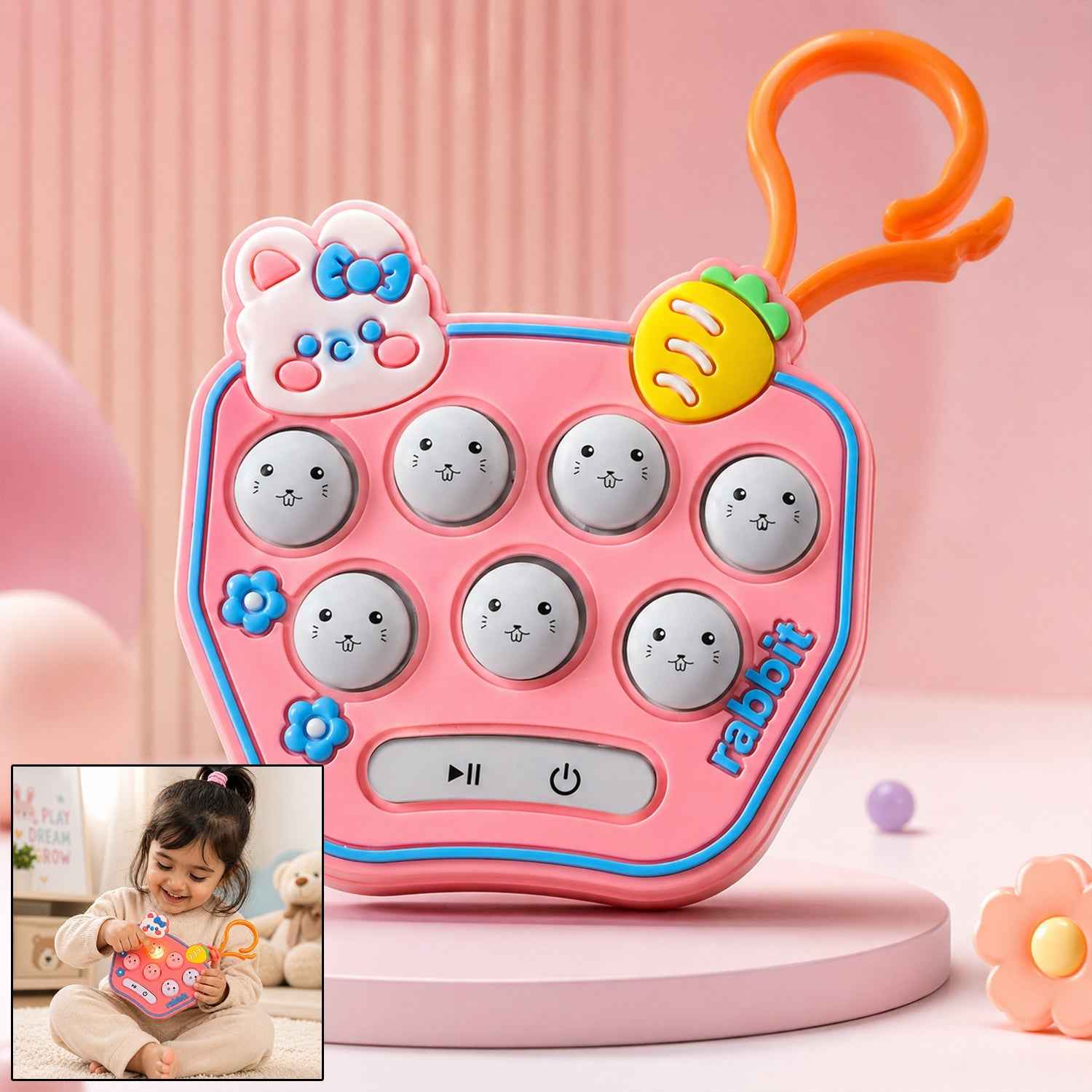 Cute Cartoon Music Push Button Toy Keychain Ð Light & Portable Fun