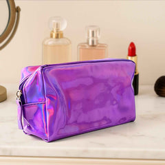 Holographic Waterproof Travel Cosmetic Pouch – Stylish & Durable