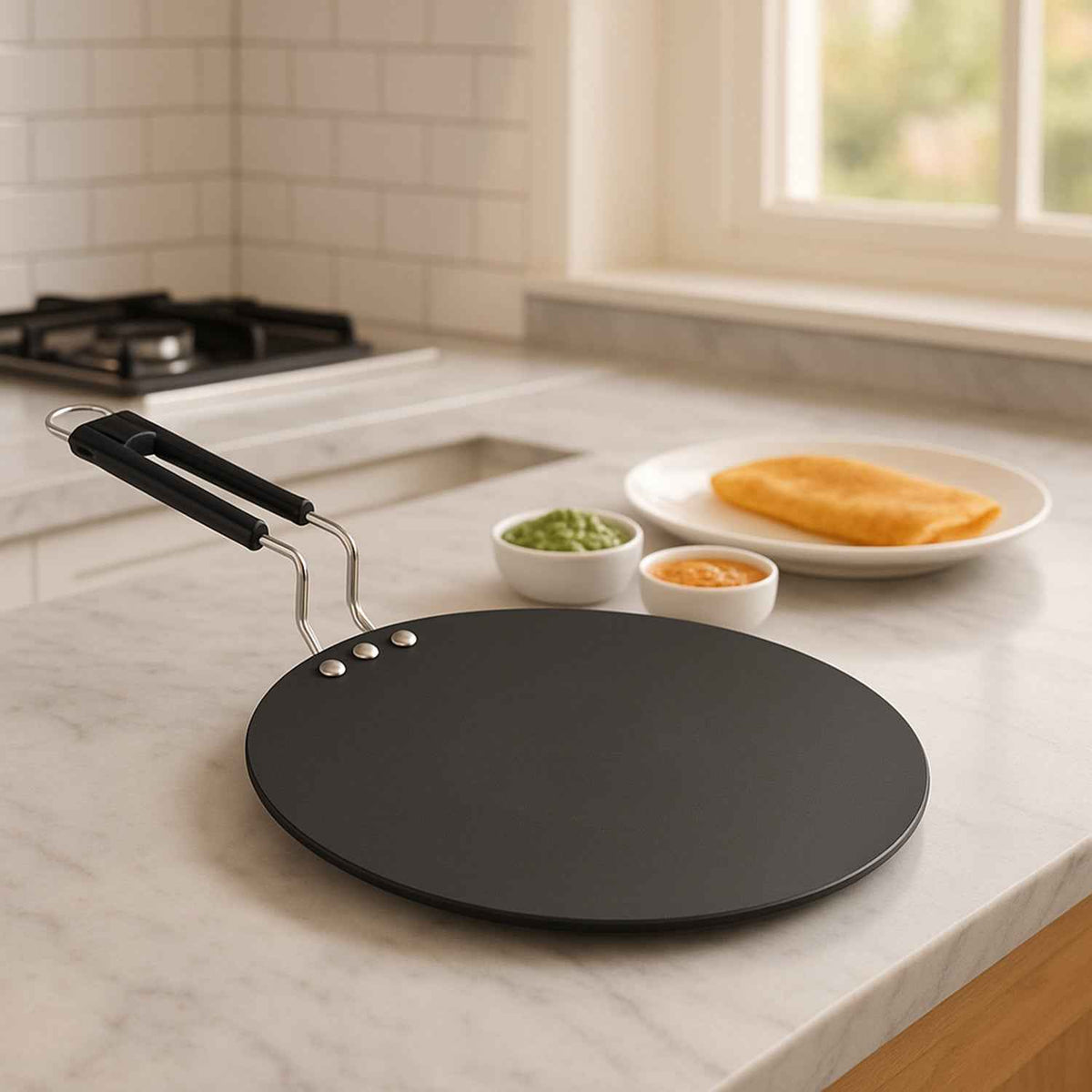 Non-Stick Flat Roti Tawa – Durable 9-Inch Iron Cookware