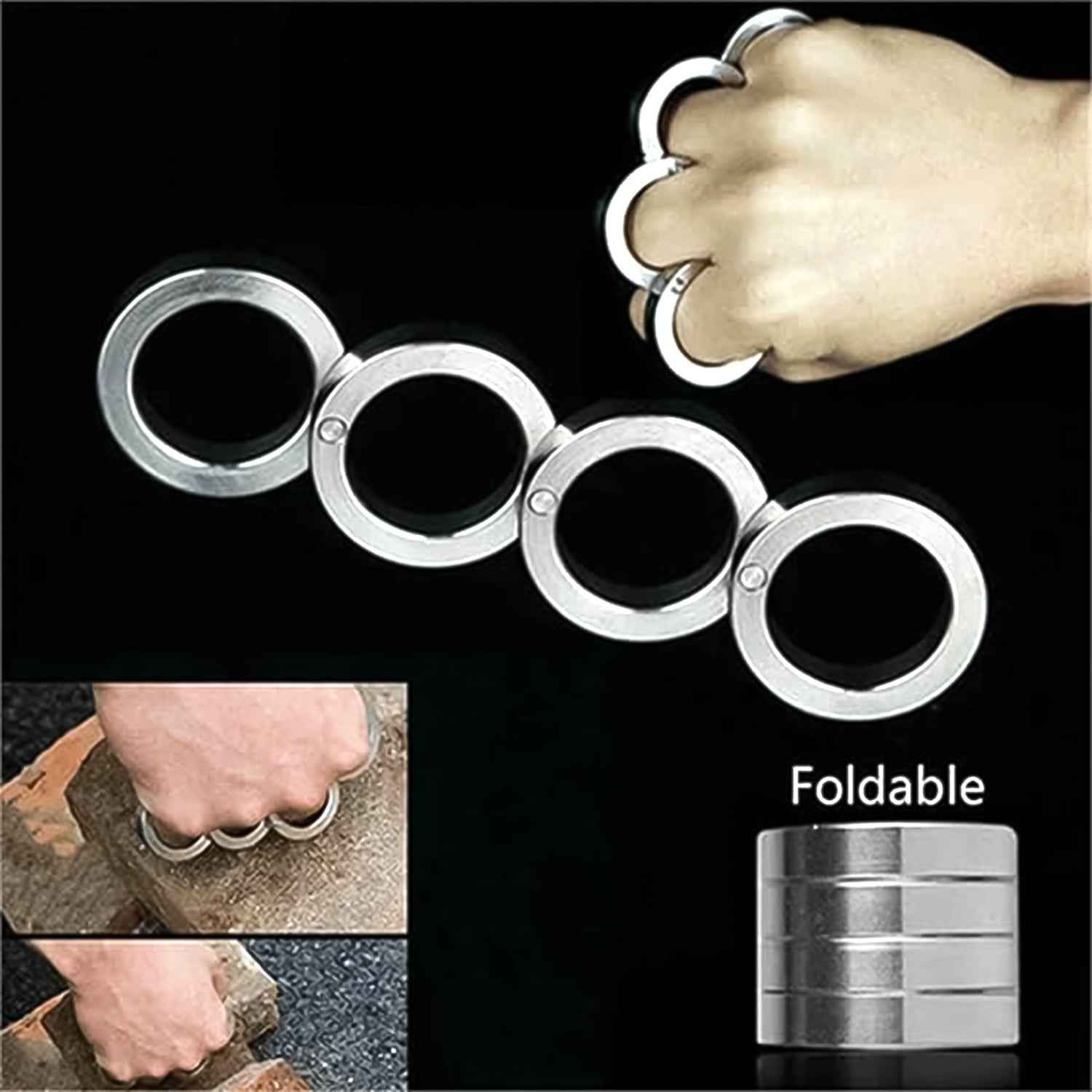 Fidget ring made of stainless steel, designed for portable 4-finger rotation.