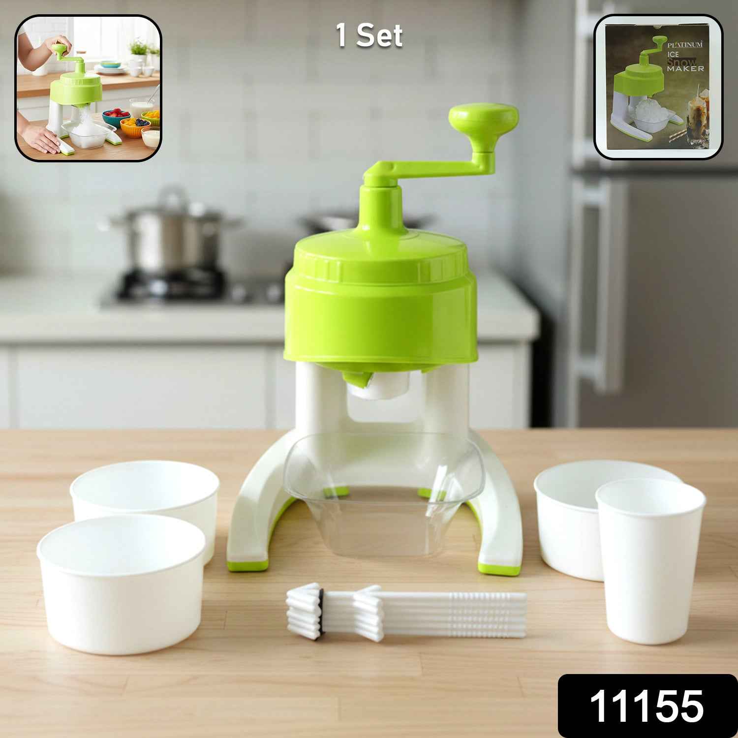 Manual Ice Crusher – Hand Crank Snow Maker for Beverages
