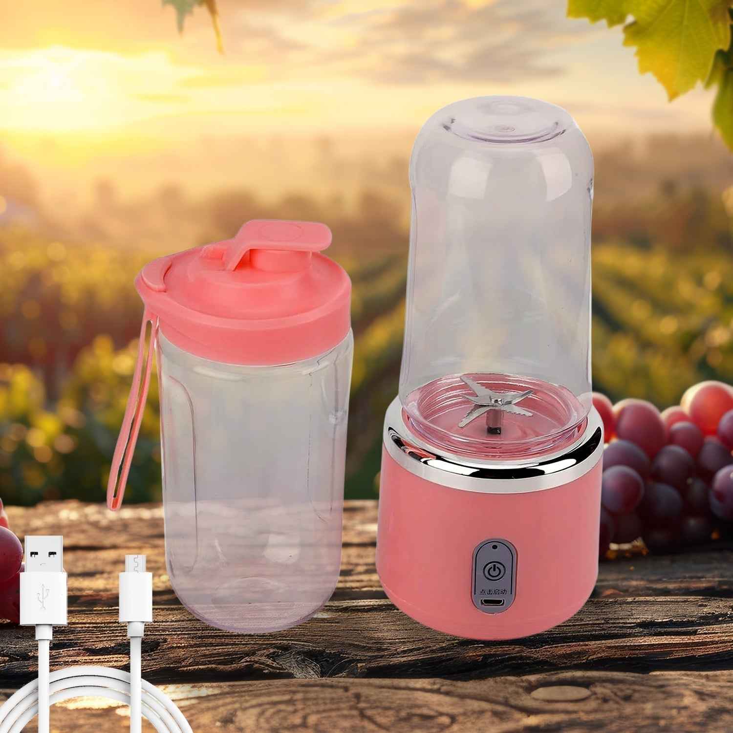 Grippy Portable Juicer Blender, 520ml, with water bottle for fresh smoothies.